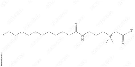 Chemical structure of Cocamidopropyl Betaine (C19H38N2O3). Chemical ...