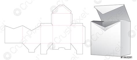 V shaped inclosed packaging box die cut template - stock vector 1963281 | Crushpixel