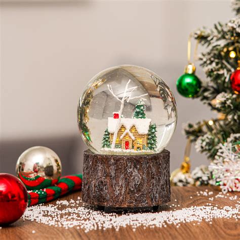 Snow Globes Glitter Water Globe Musical Snow Globe Decoration Plays We Wish You a Merry ...