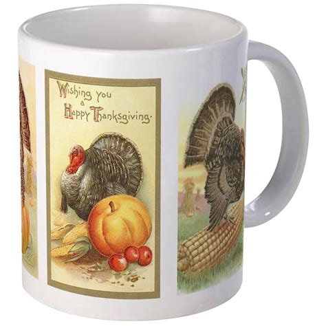 CafePress - Vintage Thanksgiving Turkeys Mug - Unique Coffee Mug ...