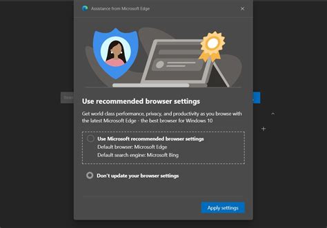 Microsoft Edge nagging users with recommended browser settings alert