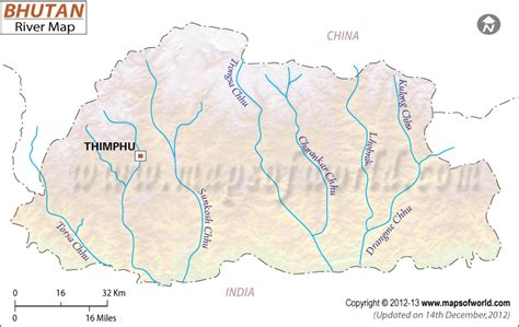 River Map of Bhutan | Bhutan River Map