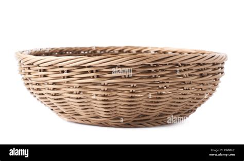 Empty fruit wicker basket bowl isolated Stock Photo - Alamy