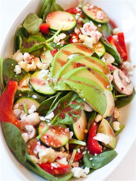 Feta Spinach Salad with Raspberry Vinaigrette - Tatyanas Everyday Food