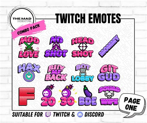 25 Twitch / Kick / Youtube Emotes Pack // Cute Bubble Text / Bright ...