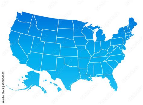 Map of the United States of America. USA map, blue color. Stock Vector ...