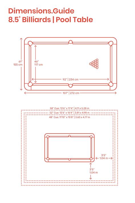 8.5' Billiards | Pool Table Dimensions & Drawings