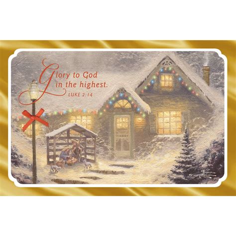 DaySpring Inspirational Boxed Christmas Cards, Thomas Kinkade Gold Cottage, 24pk - Walmart.com ...