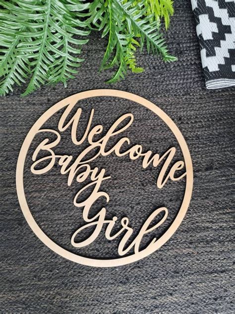 Welcome Baby Girl Welcome Baby Boy Round Wood Sign - Etsy