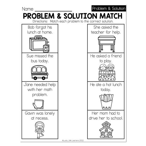 Problem Solution Worksheets - Worksheets For Kindergarten