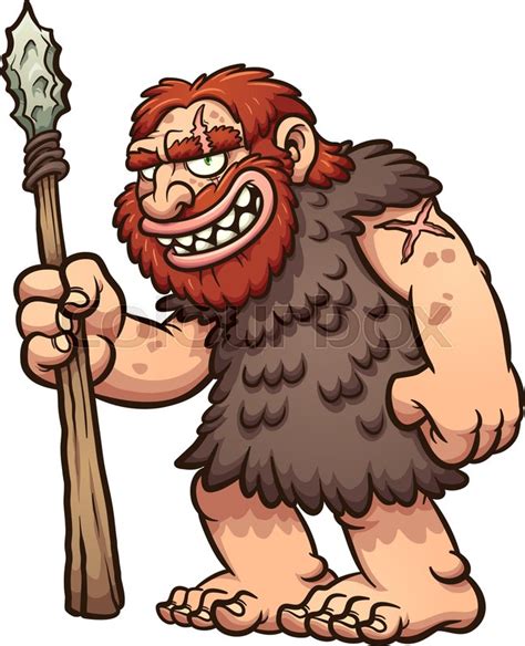 Caveman or neanderthal holding a spear ... | Stock vector | Colourbox