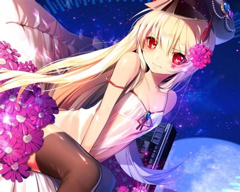 flowers, Anime girls, Red eyes, Anime, Unleashed (game), Thigh highs HD Wallpapers / Desktop and ...