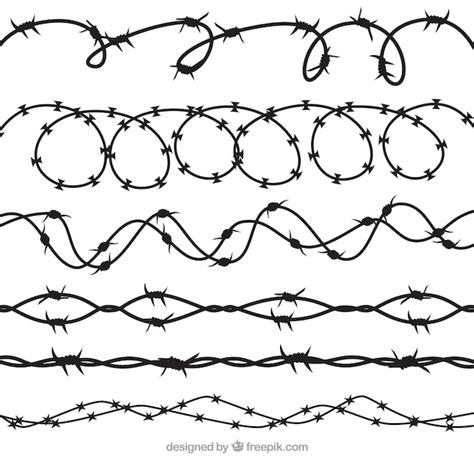 Free Vector | Silhouette barbed wire collection