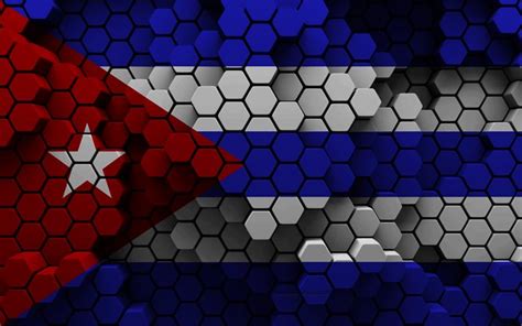 Descargar 4k, bandera de cuba, fondo hexagonal 3d, bandera 3d de cuba, textura hexagonal 3d ...