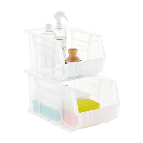 Utility Medium Stackable Plastic Bins | The Container Store