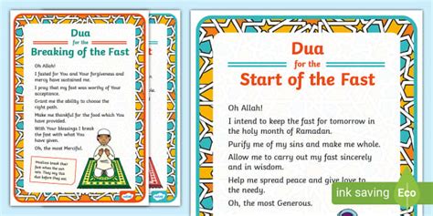 Ramadan Fasting Prayer Poster| Ramadan| Teach Ramadan Prayer