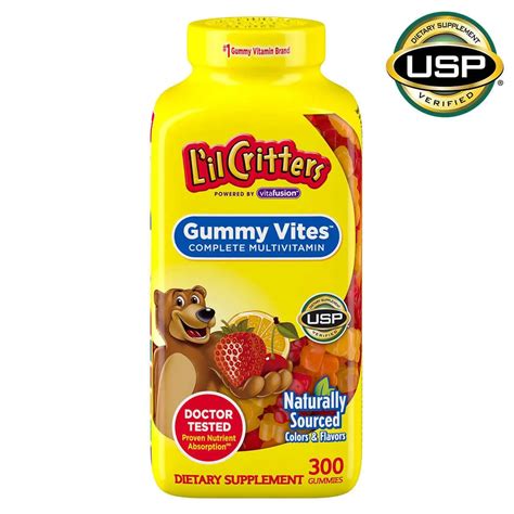 Lil Critters Gummy Vites, 300 gomitas, Multivitaminico en gomitas, Vitaminas y minerales para ...