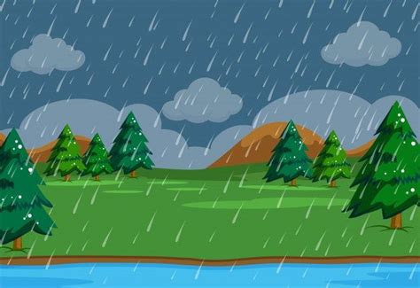 Un simeple lloviendo escena en la natura... | Premium Vector #Freepik #vector #fondo #arbol # ...