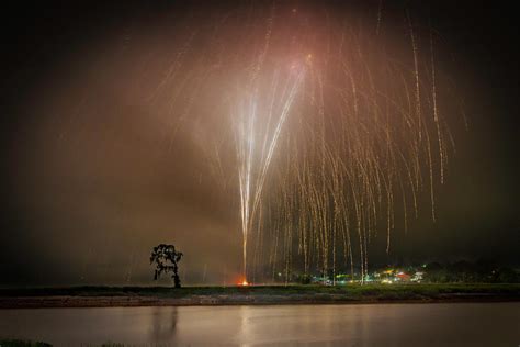 Fireworks Over River Photograph by Stephen Brake | Fine Art America