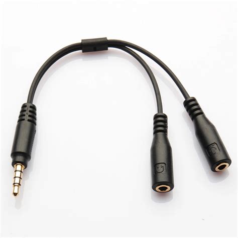 3.5mm Stereo Audio Univesal (Male to 2 Female) Headphone Mic Y Splitter Cable Adapter For ...