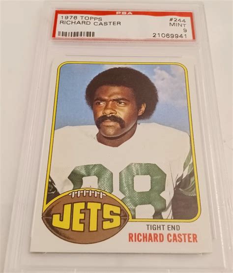 1976 Richard Caster Topps NFL Football Card #244 New York Jets PSA 9 ...