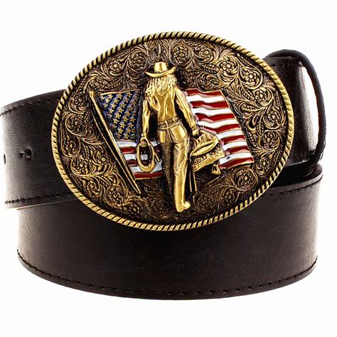 Wild Personality Men's belt metal buckle colour western cowboy belts ...