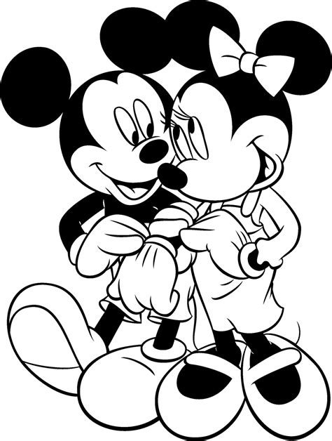 Mickey Mouse and Minnie Mouse Kissing | Disney Coloring Pages | Kids ...