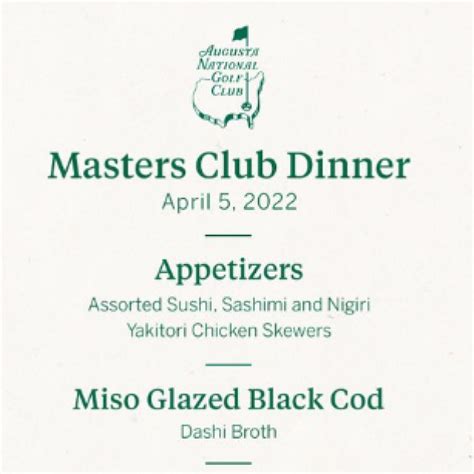 Masters 2022: Hideki Matsuyama's Champions Dinner menu has arrived and ...