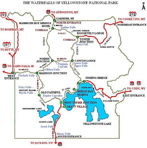 Map Of Waterfalls In Yellowstone National Park | Printable Templates Free