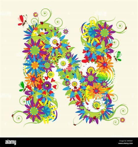 Letter N, floral design. See also letters in my gallery Stock Vector Image & Art - Alamy