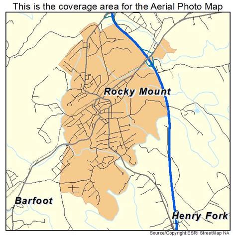 Aerial Photography Map of Rocky Mount, VA Virginia