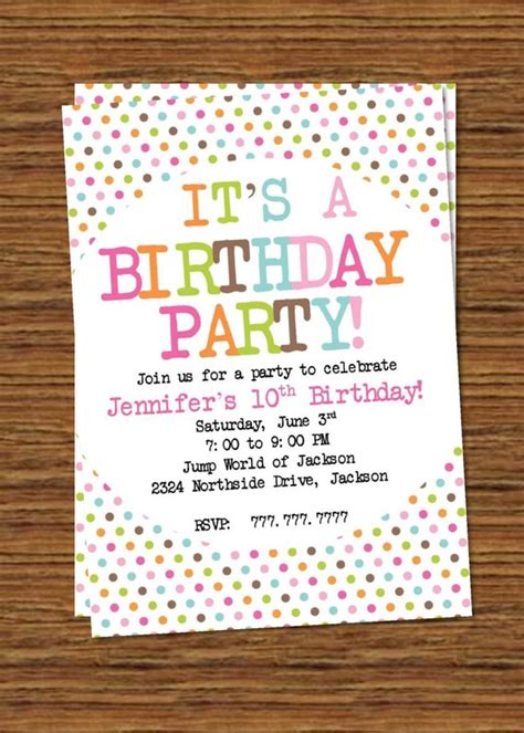 Printable DIY Fun Birthday Invitation Polka Dot Invitation - Etsy