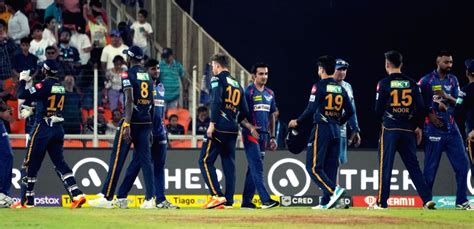 Ahmedabad : Players shake hands after Gujarat Titans win the IPL 2023 match