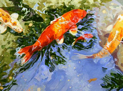 Koi Fish Paintings, Koi Paintings, Nature Paintings, Koi Artwork | Linda Holt