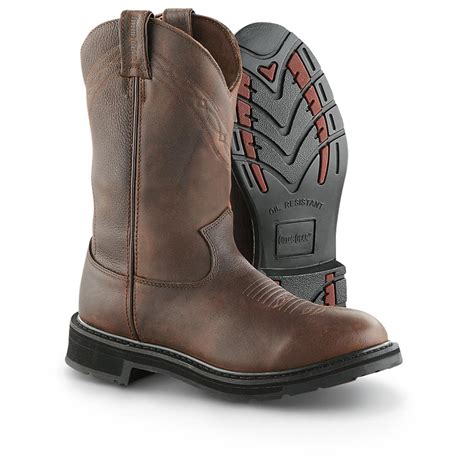 Guide Gear Men's Waterproof 12" Pull-On Leather Work Boots - 607621 ...