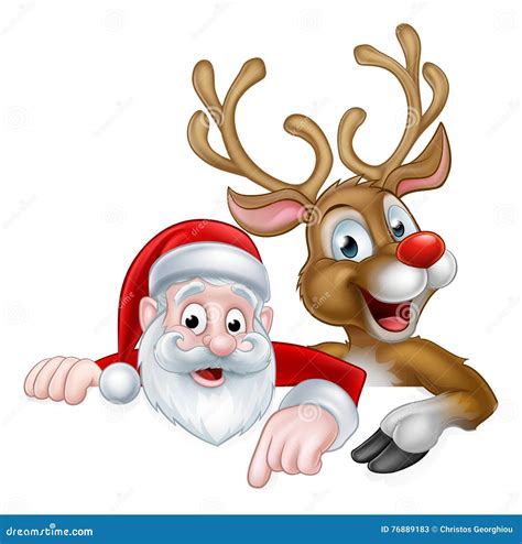 Cartoon Christmas Santa and Reindeer Stock Vector - Illustration of ...