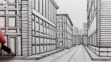 How to Draw a City Street using One-Point Perspective - YouTube