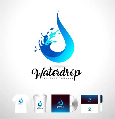 Water Drop Logo. Vector Water Drop Design with Splash. — Stock Vector © twindesigner #130467294