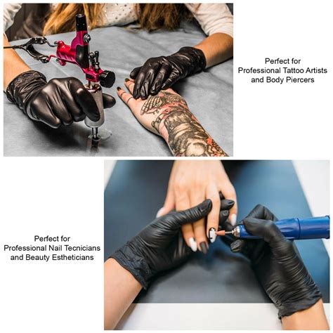 Tattoo Gloves - Black Nitrile Salon or Nail Gloves 100pc