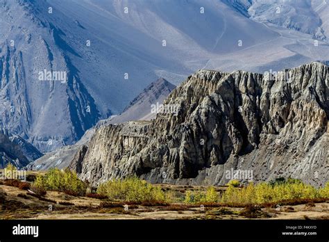 Landscape with autumn colors, Muktinath, Mustang, Nepal Stock Photo - Alamy