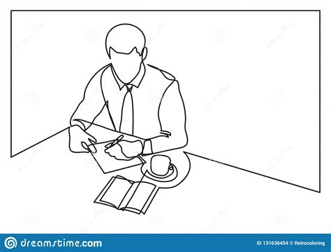 Businessman Writing a Note - Single Line Drawing Stock Vector - Illustration of thin, single ...