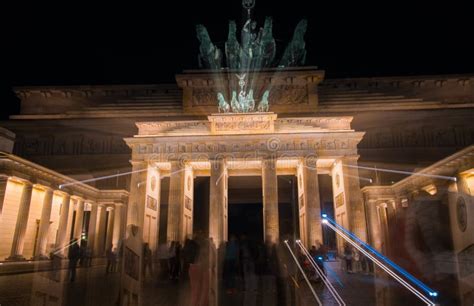 Historic Brandenburg Gate Illuminated at Night Editorial Stock Photo ...