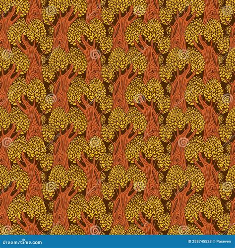 Seamless Pattern with Old Deciduous Forest Trees Stock Illustration ...