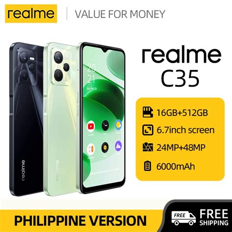 realme C35 original smartphone 16+512GB mobile phone 6.7 inch HD full ...