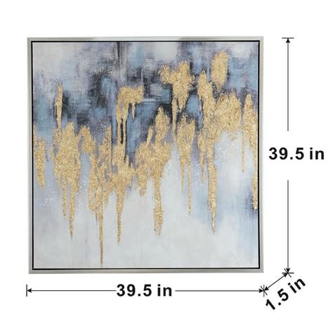 Gold Flakes Framed Oil Painting - Gray/Gold/Blue - Bed Bath & Beyond - 35740709