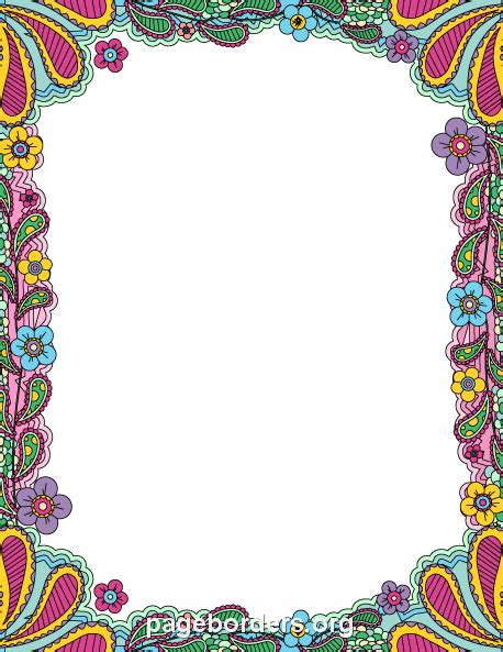 Printable colorful doodle border. Use the border in Microsoft Word or ...