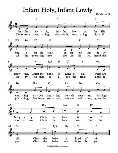 Free Lead Sheet – Infant Holy, Infant Lowly - Christmas | Lead sheet, Old school music ...