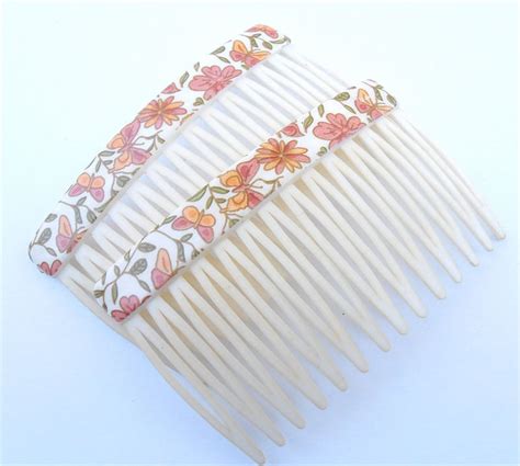 Vintage Flower Hair Combs Vintage Hair Combs Orange Flower Combs ...