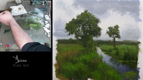 Painting a Landscape in Oil. Beginners painting tutorial. (Time-lapse ...