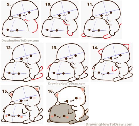 How to Draw 2 Cats from Peach Goma (Super Cute / Kawaii) Easy Step by ...